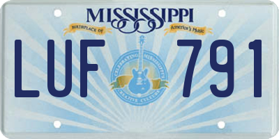 MS license plate LUF791