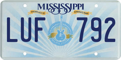 MS license plate LUF792