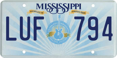 MS license plate LUF794