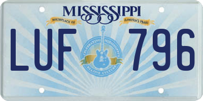MS license plate LUF796