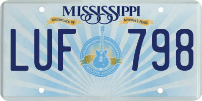 MS license plate LUF798