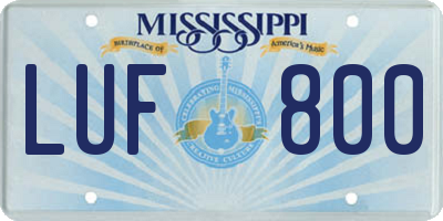 MS license plate LUF800