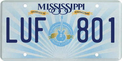 MS license plate LUF801