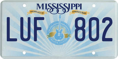 MS license plate LUF802