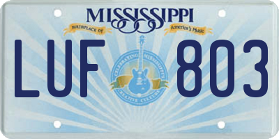 MS license plate LUF803