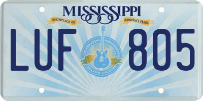 MS license plate LUF805