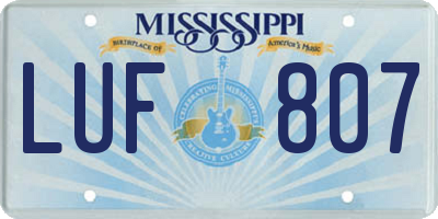 MS license plate LUF807
