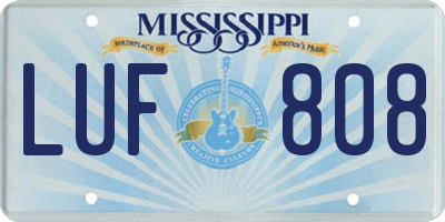 MS license plate LUF808