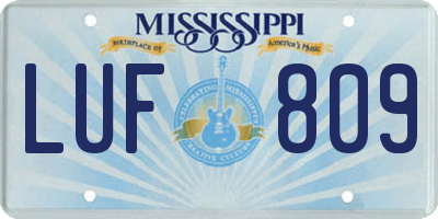 MS license plate LUF809