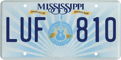 MS license plate LUF810