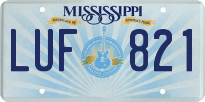 MS license plate LUF821
