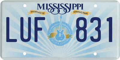 MS license plate LUF831
