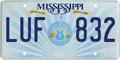 MS license plate LUF832
