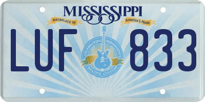 MS license plate LUF833