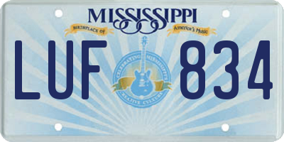 MS license plate LUF834
