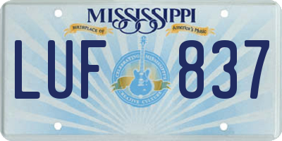 MS license plate LUF837