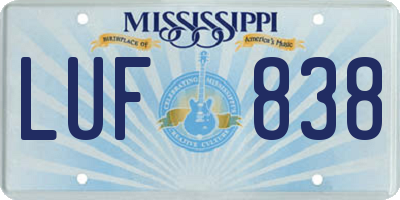MS license plate LUF838