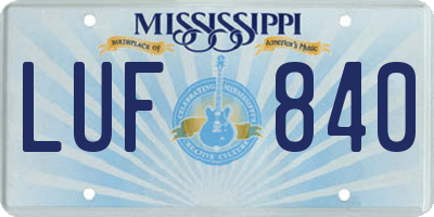 MS license plate LUF840