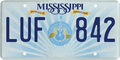 MS license plate LUF842