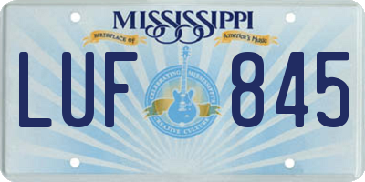 MS license plate LUF845