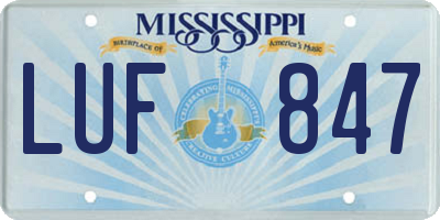 MS license plate LUF847