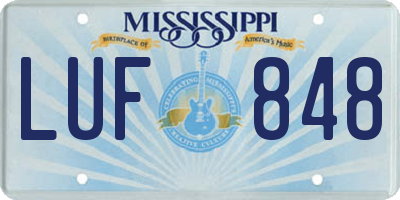 MS license plate LUF848