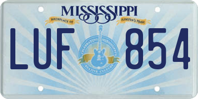 MS license plate LUF854