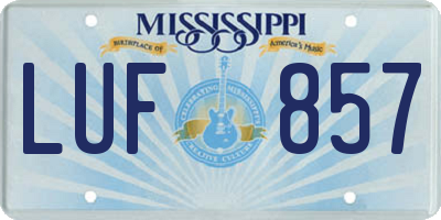 MS license plate LUF857