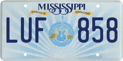 MS license plate LUF858