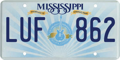 MS license plate LUF862