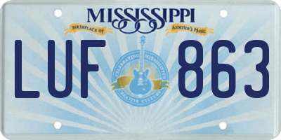 MS license plate LUF863