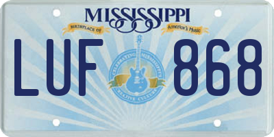 MS license plate LUF868