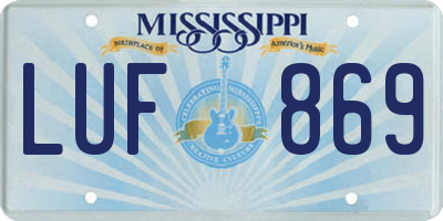 MS license plate LUF869