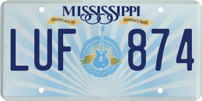 MS license plate LUF874