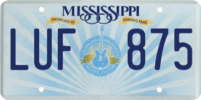 MS license plate LUF875