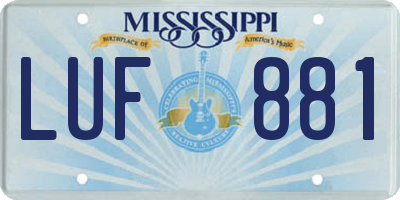 MS license plate LUF881