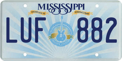 MS license plate LUF882