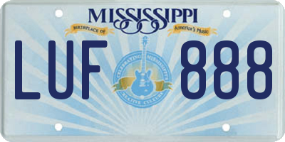 MS license plate LUF888