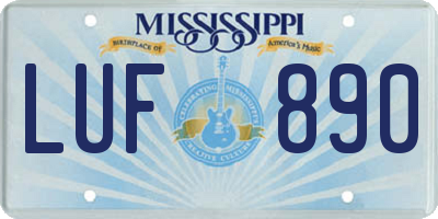 MS license plate LUF890