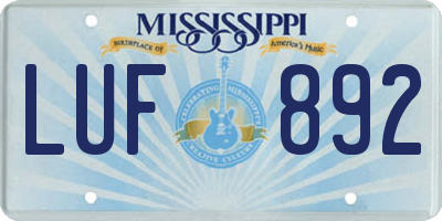 MS license plate LUF892