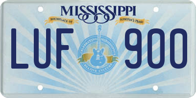 MS license plate LUF900
