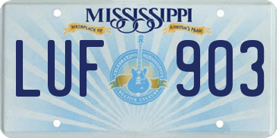 MS license plate LUF903