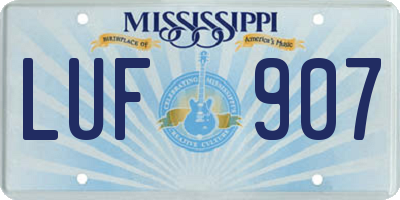 MS license plate LUF907