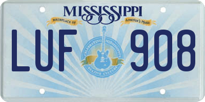 MS license plate LUF908