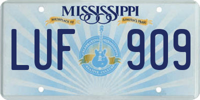 MS license plate LUF909