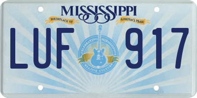 MS license plate LUF917