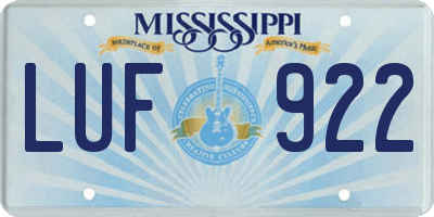 MS license plate LUF922