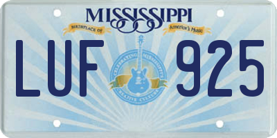 MS license plate LUF925