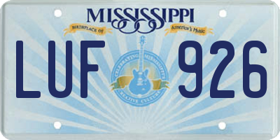 MS license plate LUF926