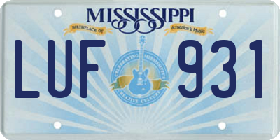 MS license plate LUF931
